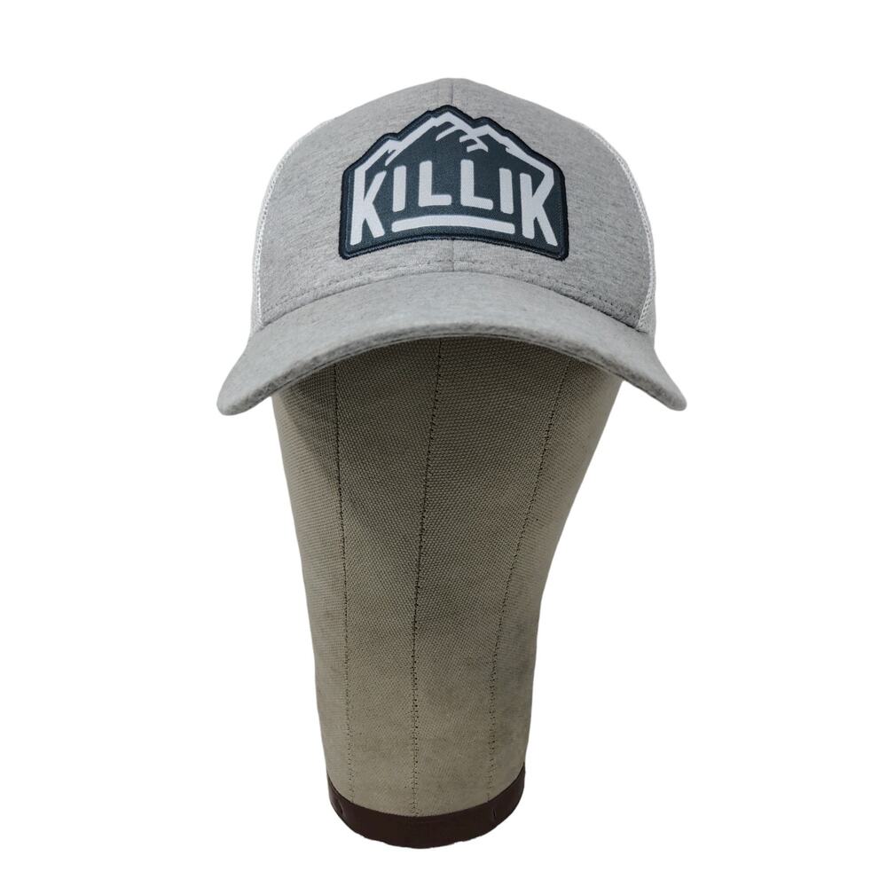 RARE SAMPLE Killik Snapback Mesh Back Hat Embroidered Logo Spell Out Gray White